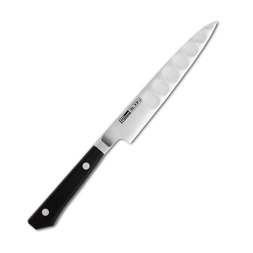 Korin HGL-HGPE-140 Petty Knife, 5-1/2" Hollow Edge, Forged Stainless Steel Blade, Hardwood Handle