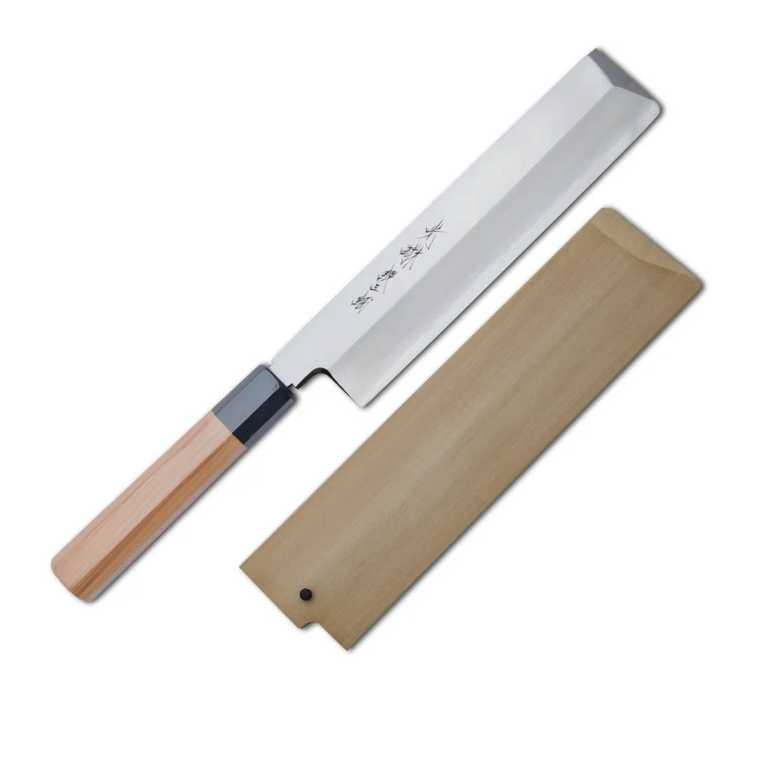 Korin HKR-G3US-210 Ginsan-ko Usuba Knife, 8-1/4" (21 cm) Single Edge, Forged Steel, Yew Wood Handle