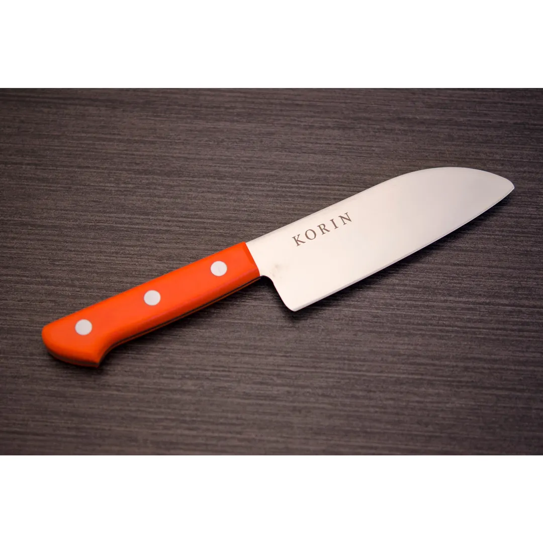 Korin HKR-INOCH-120 Dinner Knife - 4.7" Tip, Steel Blade, Orange POM Handle, Edge, Child-Safe