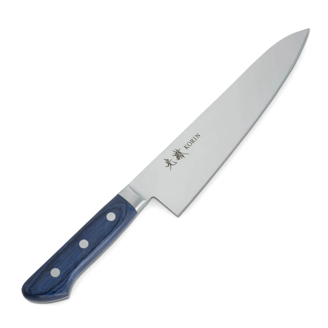 Korin HKR-RBGY-240 Mahogany Royal Blue Inox Gyuto Chef Knife, 9.4" (24 cm) Blade