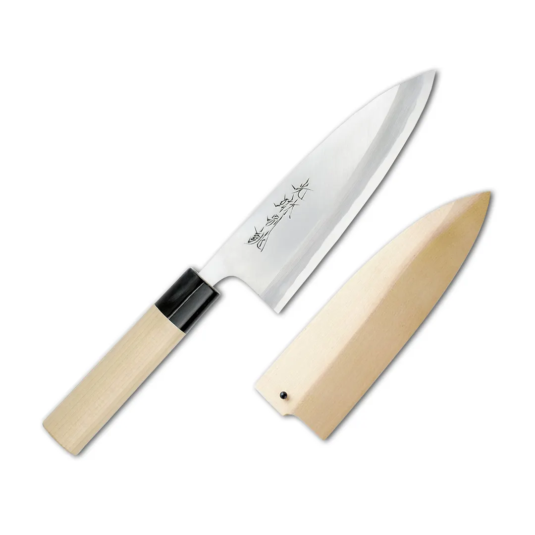 Korin HKR-SHDE-180 Shiro-ko Deba Knife, 7" (18cm) Edge, Forged Carbon Steel Blade, Wood Handle