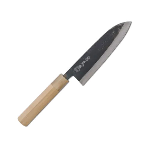 Korin HMA-AHSA-170 Wa‑Santoku, 6.75" (17 cm) Forged Steel/Iron Blade, Smooth Edge, Wood Handle