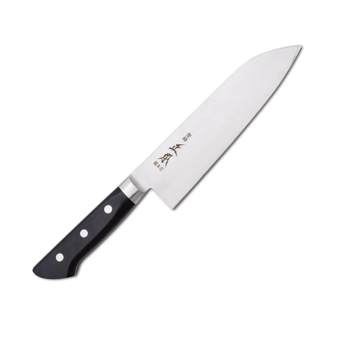 Korin HMA-MOSA-180 Masamoto Santoku Knife, 7" 70/30 Beveled Edge, Molybdenum Steel, Wood Handle