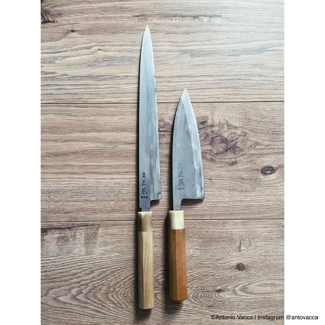 Korin HMA-SHDE-105 Masamoto Deba Knife, 4-1/10" (10.5cm) Forged, Steel & Iron Blade, Wood Handle
