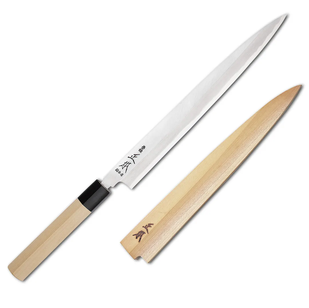 Korin HMA-SHYA-330 Yanagi Knife, 13" (33cm) Forged Carbon Steel #2 & Iron Blade Magnolia Wood Handle