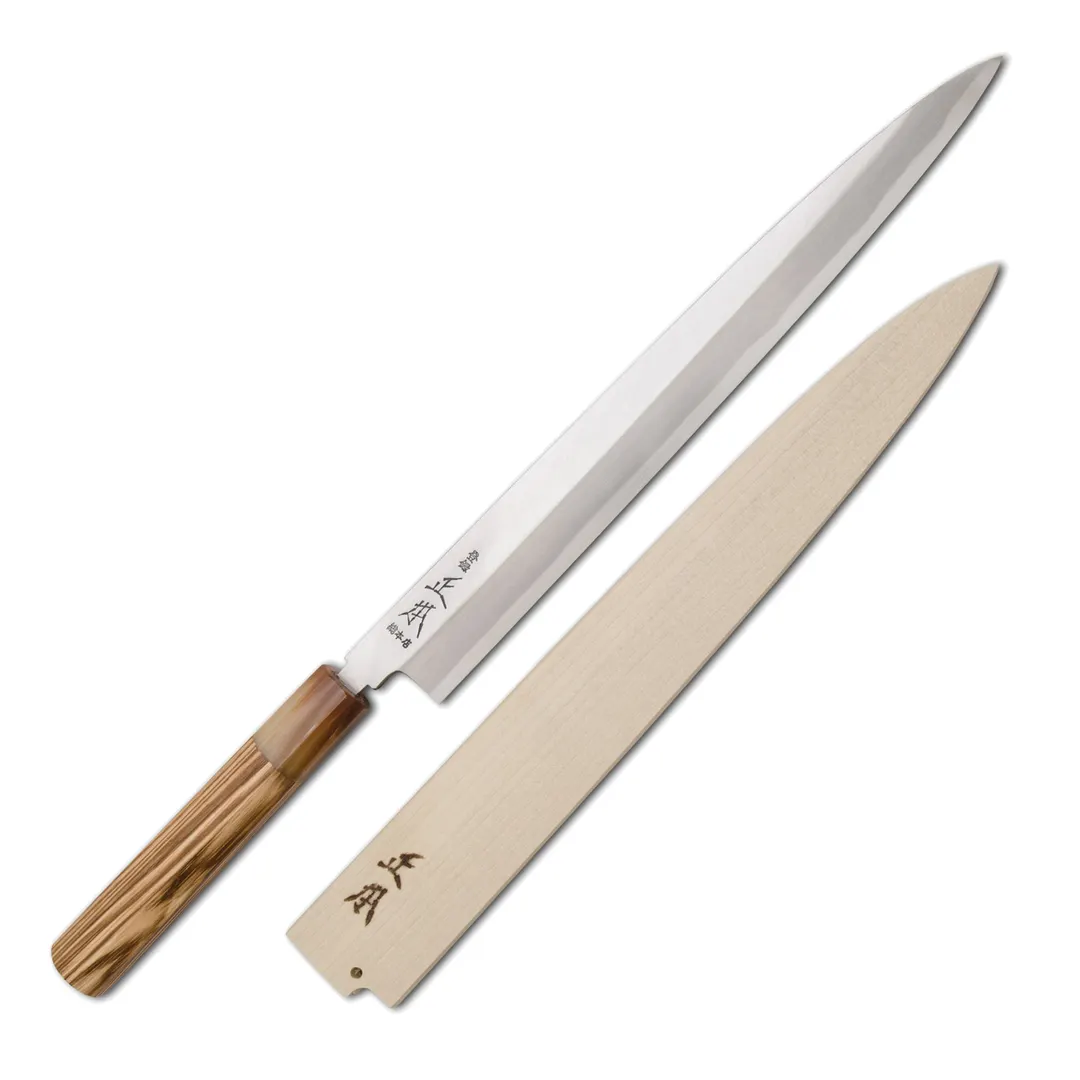 Korin HMA-SHYA-ZB-270 Yanagi Knife, 10-1/2" (27cm) Carbon/Iron Blade, Wood Handle, Forged Edge