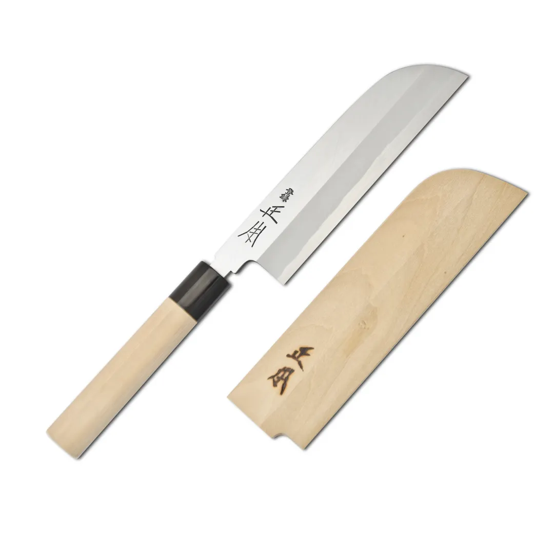 Korin HMA-SKKU-180 Usuba Knife, 7" (18cm) Forged, Smooth Edge, Carbon/Iron Blade, Wood Handle