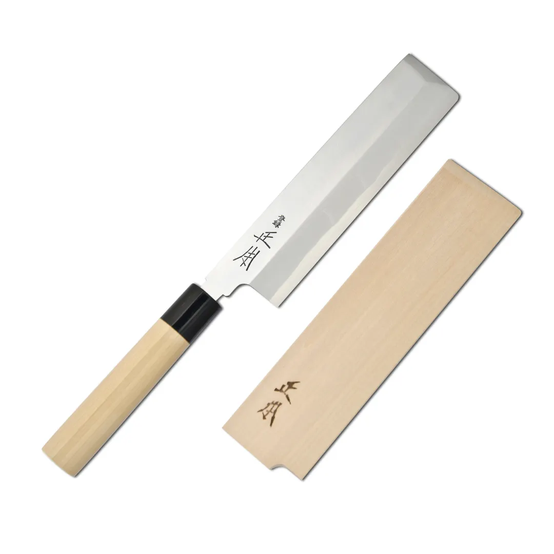 Korin HMA-SKUS-180 Usuba Knife, 7" (18cm) Forged Carbon Steel #2/Soft Iron Blade, Wood Handle