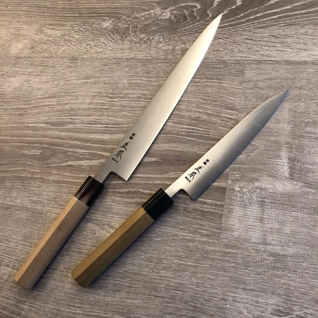 Korin HMA-SWASU-240 Masamoto Wa‑Sujihiki Knife, 9‑7/16" (24 cm) RH 70/30, Forged Steel, Wood Handle