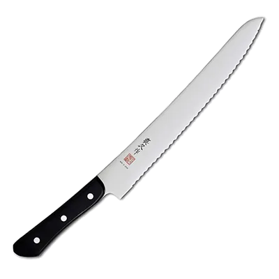 Korin HMC-BR-270 Bread Knife, 10-1/2" (27cm) Forged High‑Carbon Steel Blade, Black Wood Handle