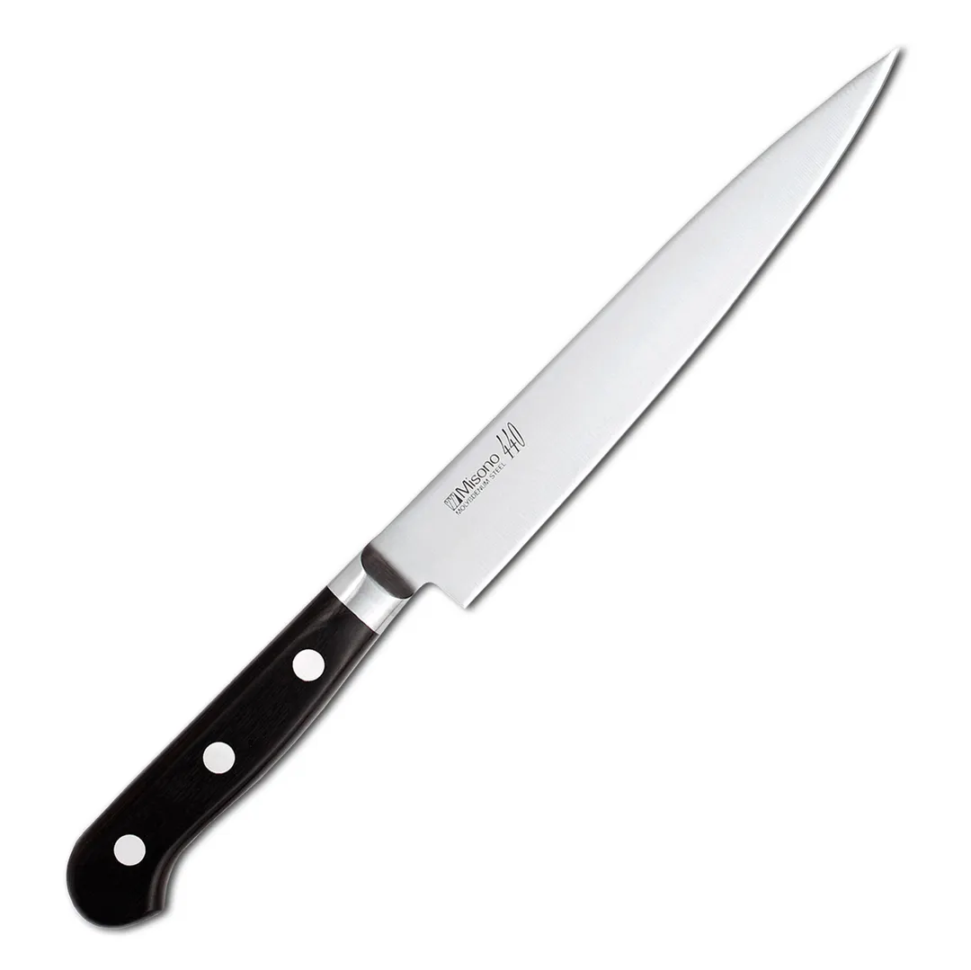 Korin HMI-440SL-210 Misono Slicer Knife, 8" (21cm), Right Handed, Forged Steel Blade, Wood Handle