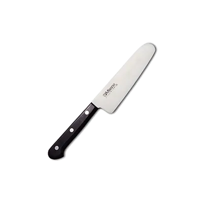 Korin HMI-MOCH-120 Child Knife, 4-3/4" (12cm) 50/50 Edge, Molybdenum Blade, Black Wood Handle