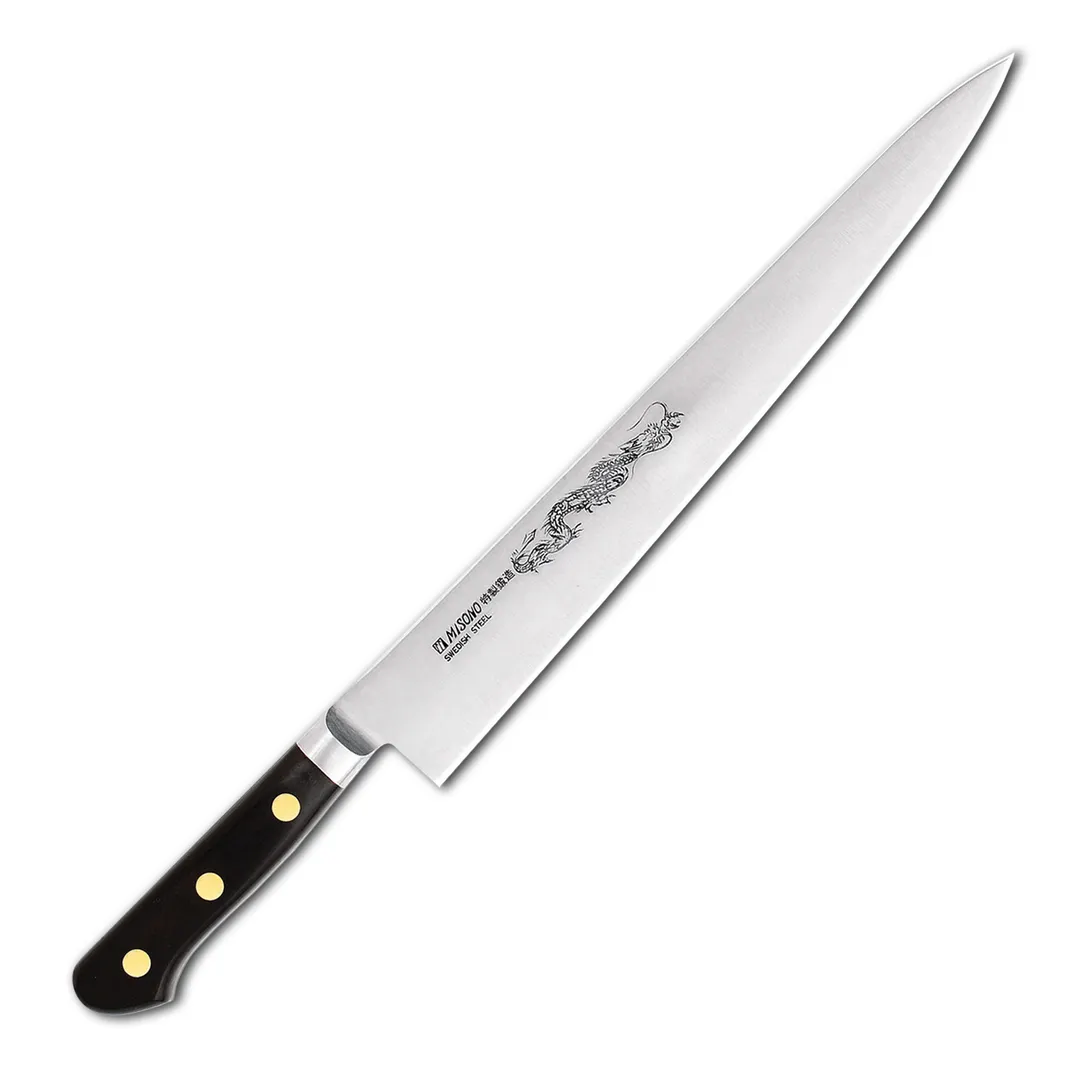 Korin HMI-SCSU-240 Misono Sujihiki Slicer, 9-7/16" (24cm) Forged Carbon Steel Blade, POM Handle
