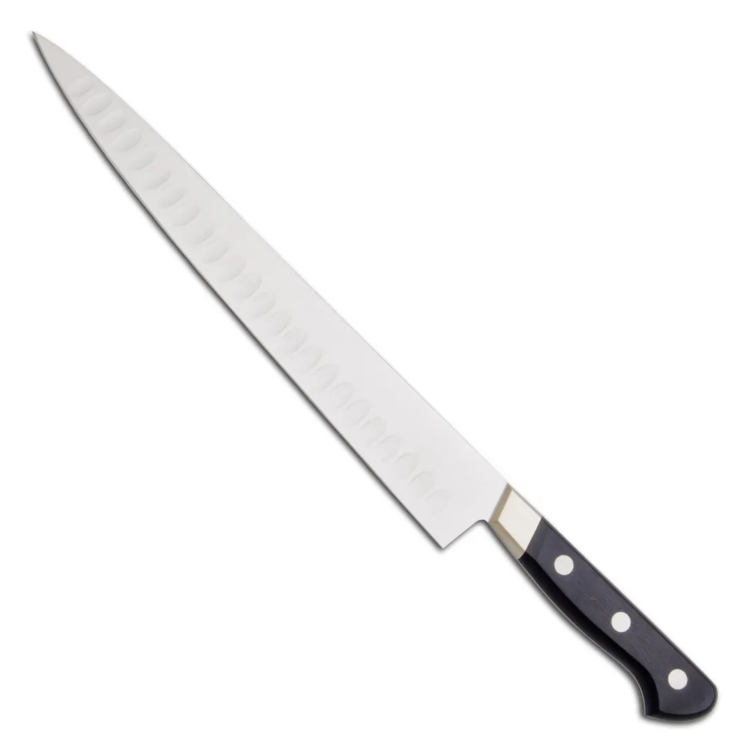 Korin HMI-UXHSU-270 UX10 Sujihiki Knife, 10.5" (27cm) Swedish Steel, Silver Bolster, Wood Handle