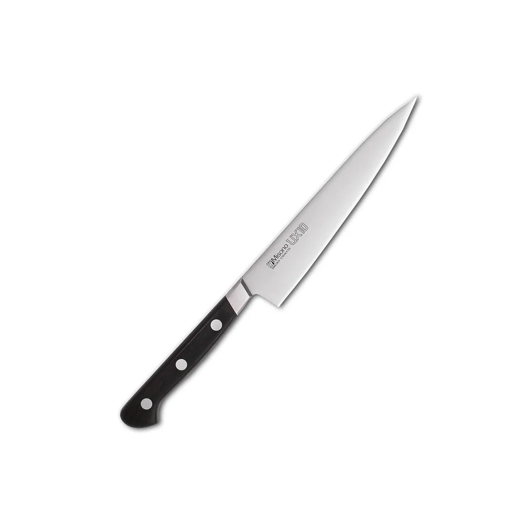 Korin HMI-UXPE-150 Misono UX10 Petty Knife, 6" (15cm) RH, Edge, Steel Blade, Bolster, Wood Handle