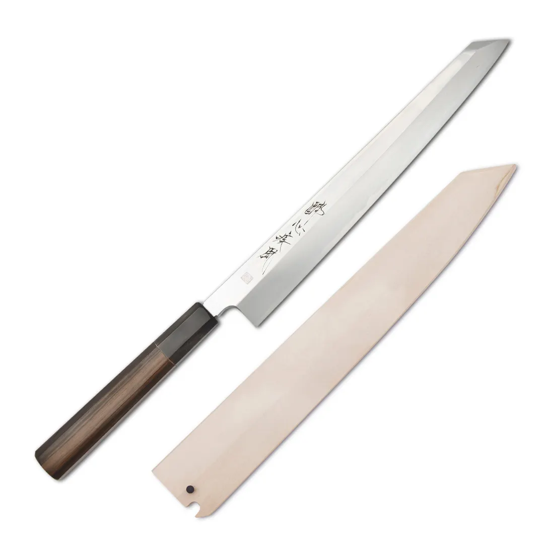 Korin HSU-HAKY-300 Yanagi Knife, 11-4/5" (30 cm) RH, Forged, Blue Steel #2 Blade, Ebony Wood Handle