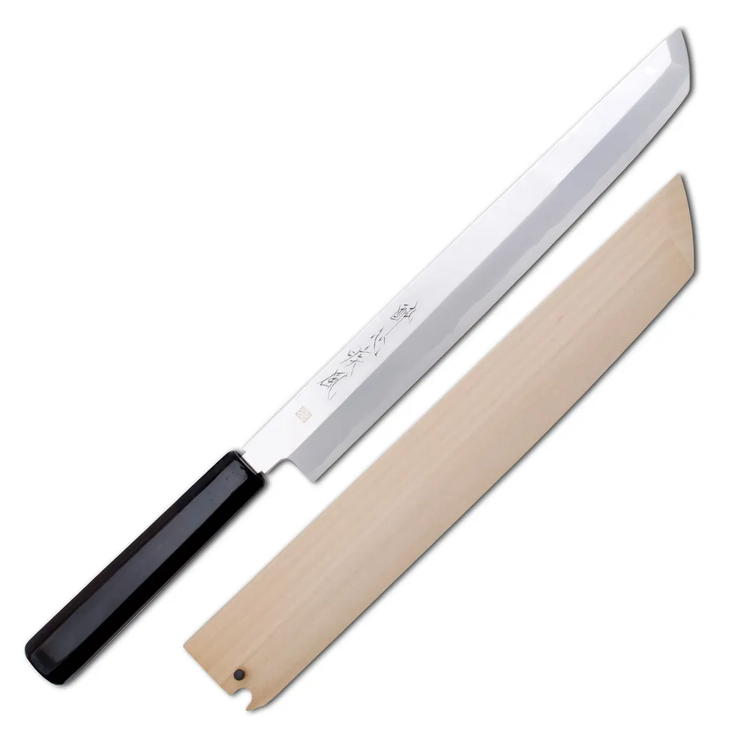 Korin HSU-HAMA-300 Maguro Knife, 11-4/5" (30 cm) Forged Carbon Steel #2 & Iron, Ebony Wood Handle