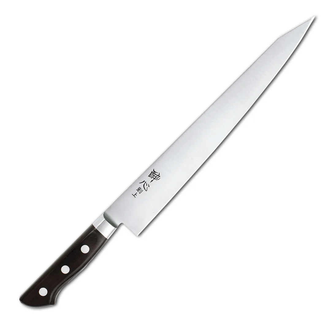 Korin HSU-HCSU-270 Sujihiki Knife, 10-1/2" (27cm) Steel, Forged Beveled Edge, Wood Handle, Japan