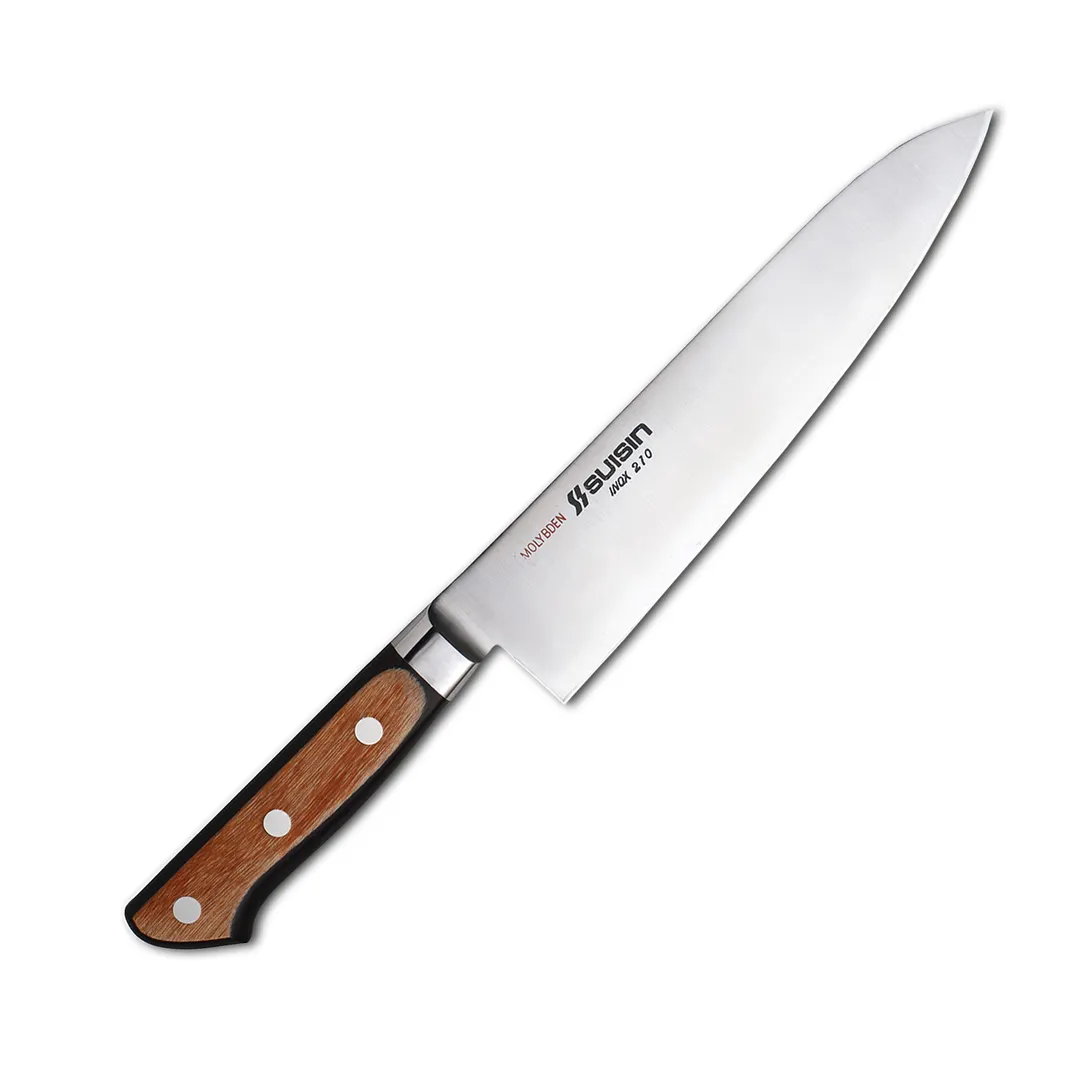 Korin HSU-INYD-210 Suisin Inox Yo‑Deba Knife, 8‑1/4" (21cm) Forged Blade, Wood Handle, Beveled Edge