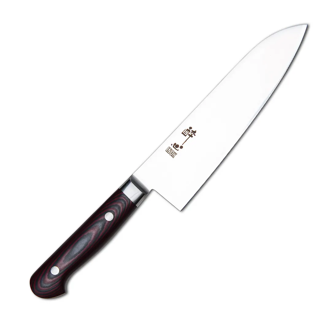 Korin HSU-PIMSA-180 Suisin Premium Inox Maroon Red Handle Santoku 7" Asian Knife