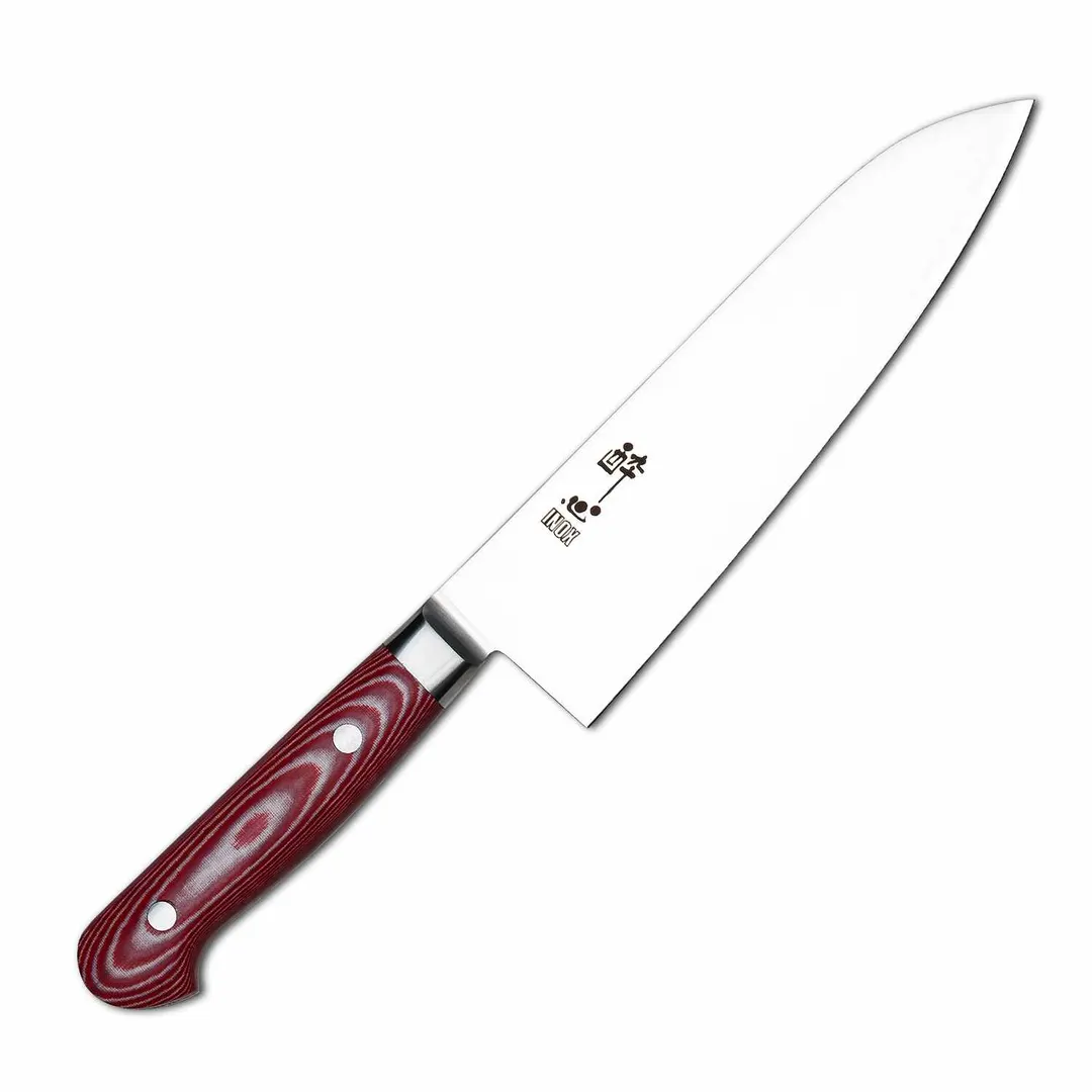 Korin HSU-PIRSA-180 Suisin Premium Inox Rose Red Handle Santoku 7" Asian Knife