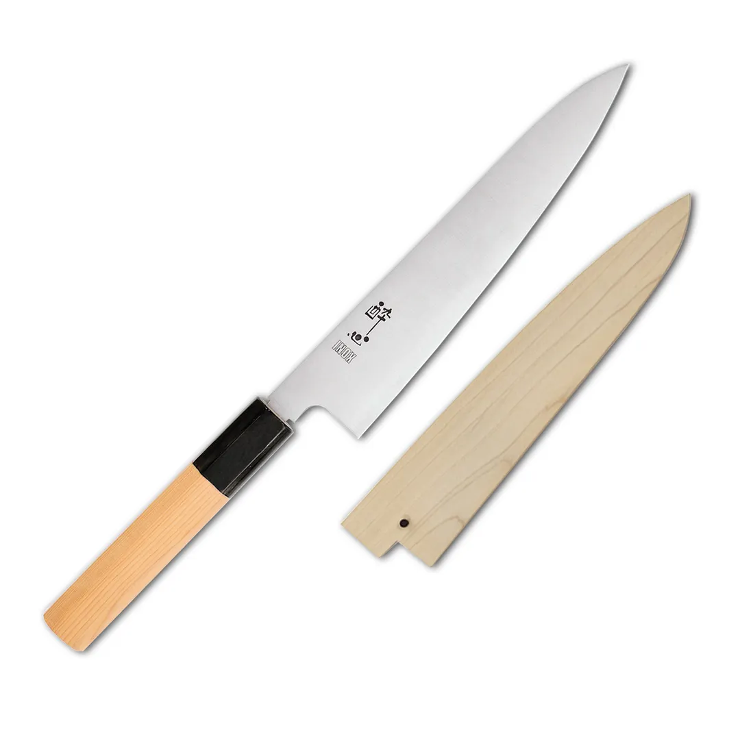 Korin HSU-WAGY-210 Inox Honyaki Gyuto Knife, 8-1/4" (21cm) Swedish Steel Blade, Yew Wood Handle
