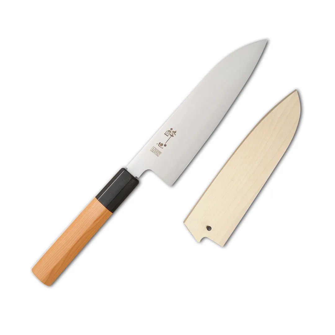 Korin HSU-WASA-180 Inox Honyaki Wa‑Santoku Knife 7" (18 cm) RH Forged Edge Steel Blade Yew Wood Handle