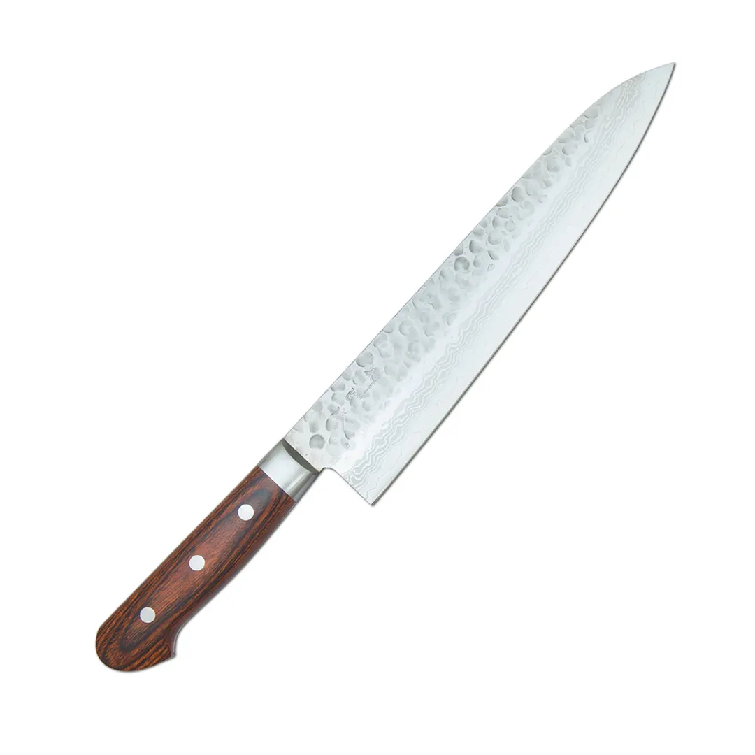 Korin HTO-HDGY-210 Togiharu Hammered Damascus Gyutou Knife, 8-1/4" (21cm) 50/50 Edge, Made in Japan
