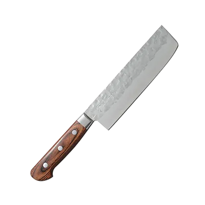 Korin HTO-HDNA-165 Togiharu Hammered Damascus Nakiri Knife 6.5" VG-10 Steel Hardwood Handle Forged