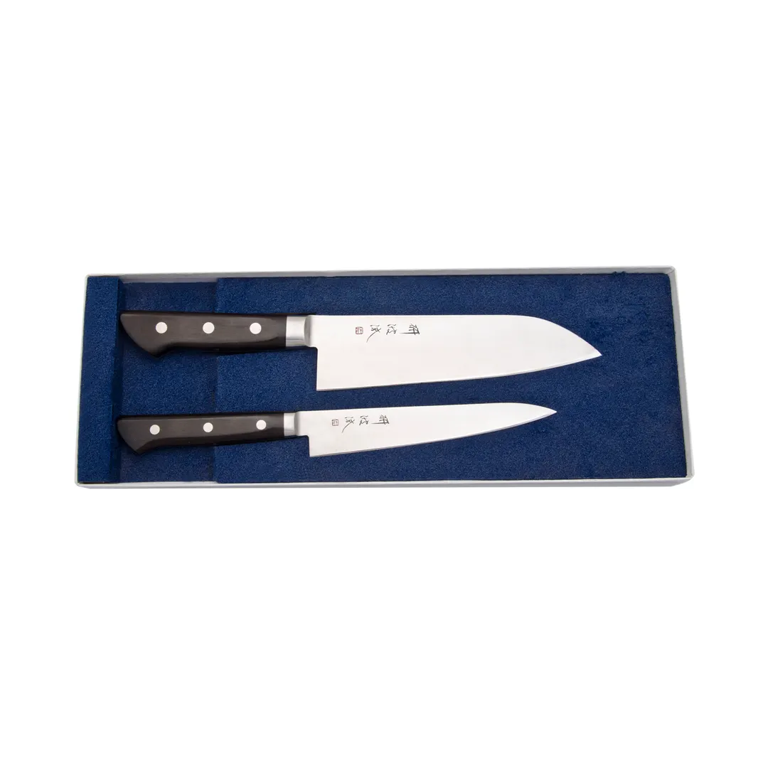 Korin HTO-IN2 2-Piece Knife Set, 7" Santoku & 6" Petty, 70/30 Edge, AUS-8 Steel - 1/Set