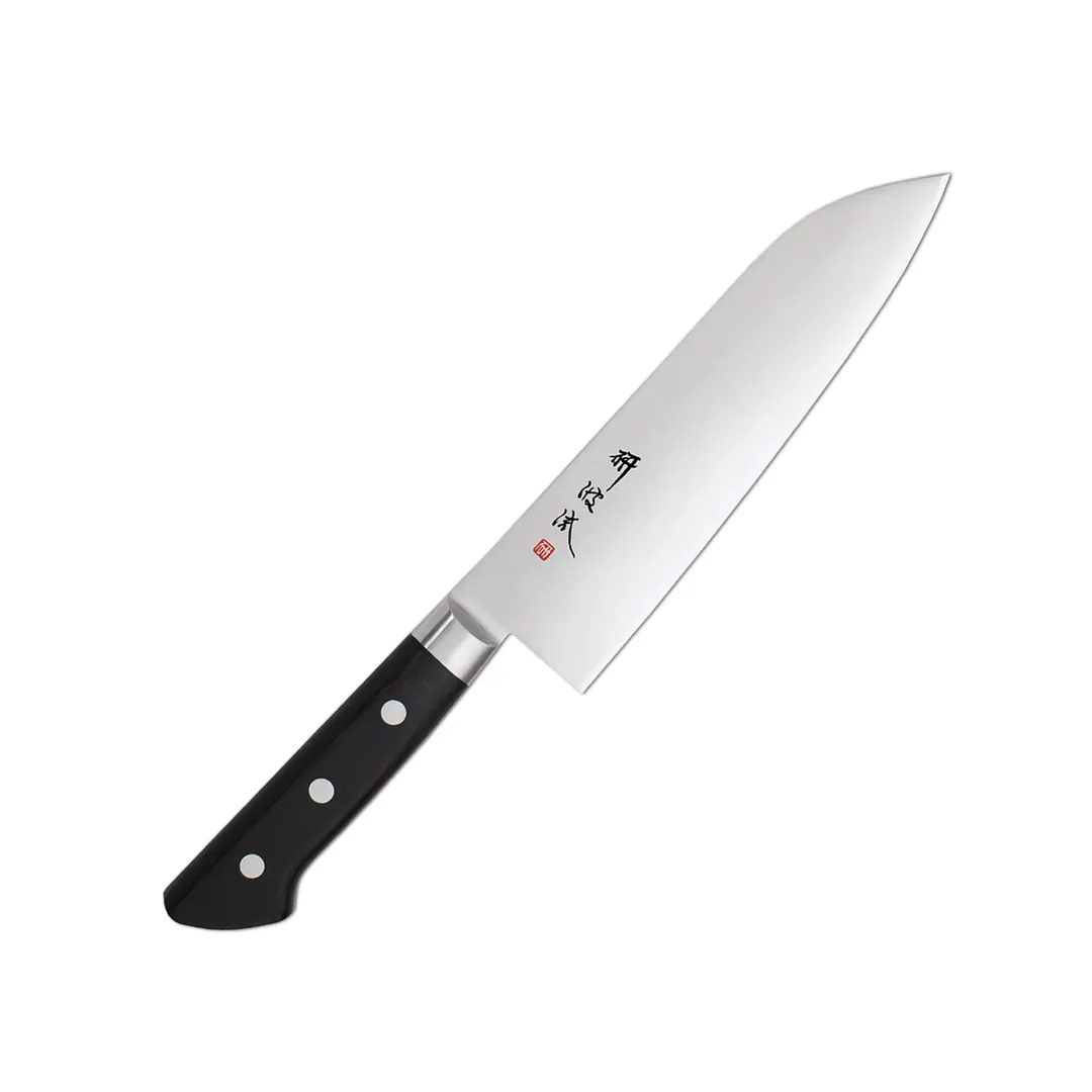 Korin HTO-INSA-180 Santoku 7" (18cm) 70/30 Beveled AUS-8 Steel Blade, Wood Handle, Made in Japan