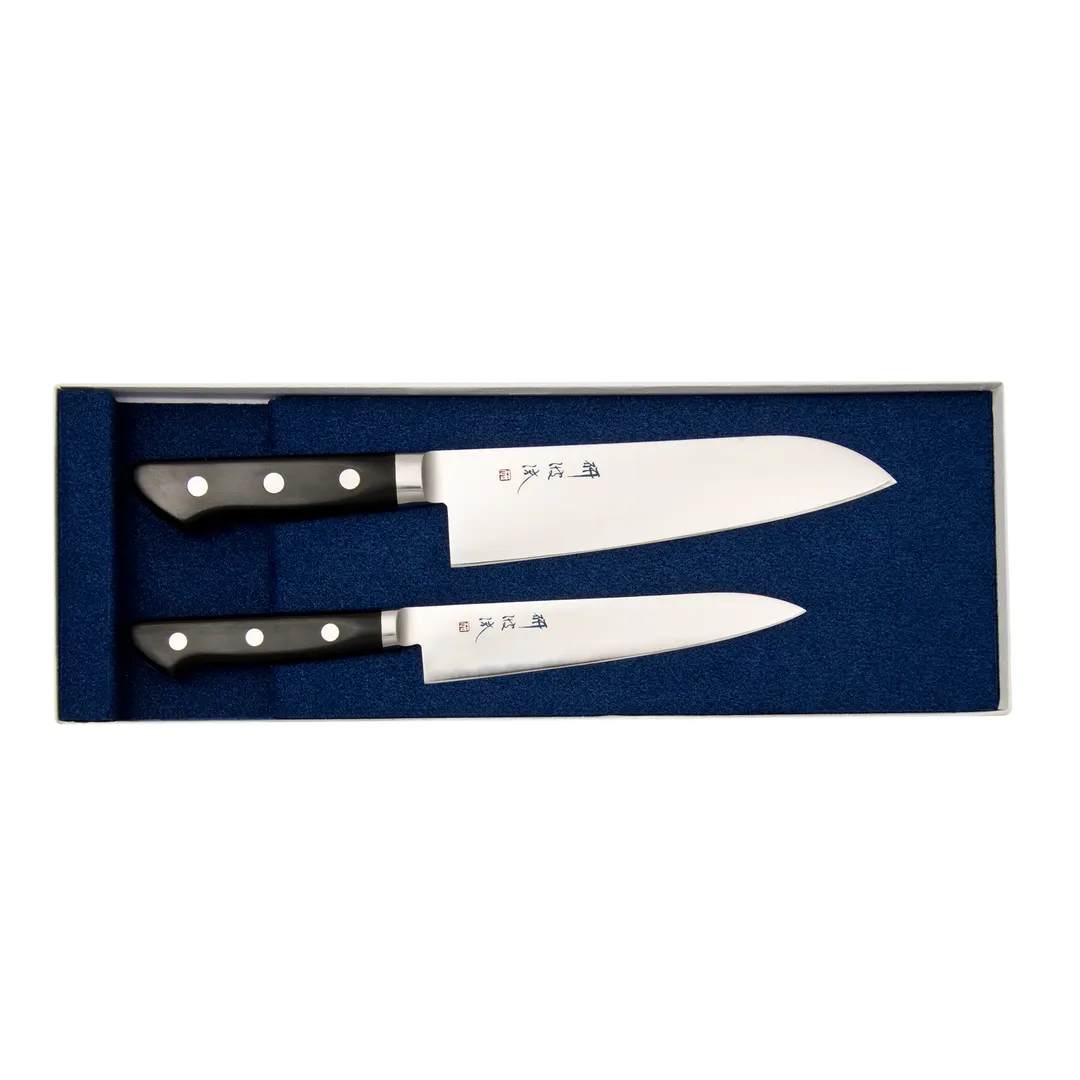 Korin HTO-MO2 2-Piece Knife Set, 7" Santoku & 6" Petty, AUS-8 Steel, Right Handed, Polyacetal Handle - 1/Set