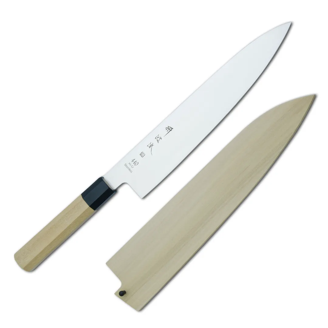 Korin HTO-WAGY-210 Wa-Gyuto Knife, 8.2" (21cm) 70/30 Beveled Edge, Forged Steel Blade, Wood Handle