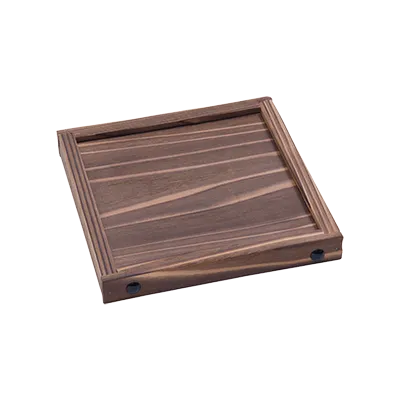 Korin IMP-08422 Cedar Square Display Riser, 6"L x 6"W x 1"H, Brown Finish, Holds Up to 4" Height