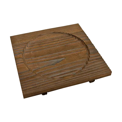 Korin IMP-08434 Display Riser, Square Wood Base 7"x7"x4.8" with 5-3/4" Indentation, Brown Finish