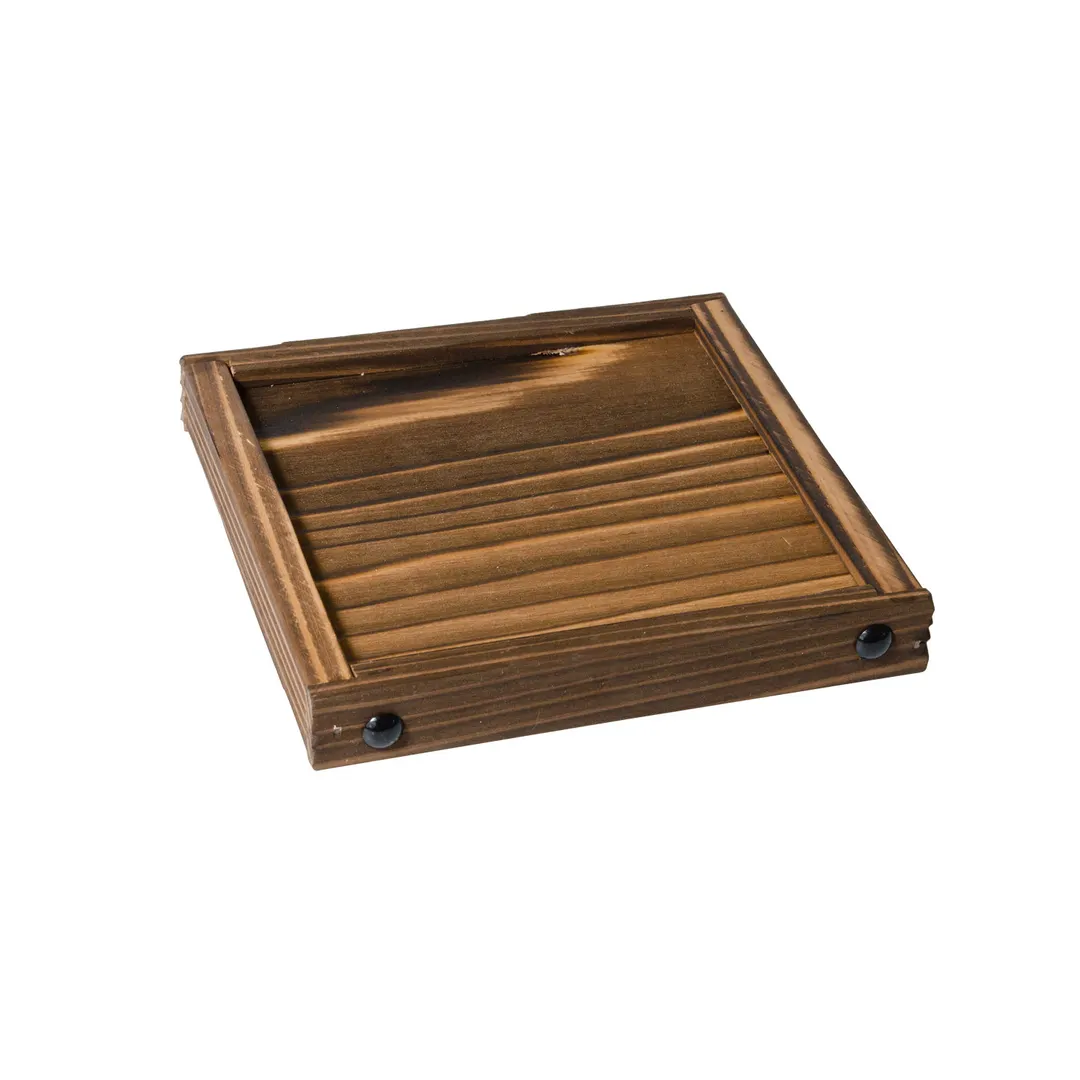 Korin IMP-21548 Wooden Japonica Riser, Square 5.5" x 5.5" x 0.75" Brown, 1‑2 Step Up To 4"