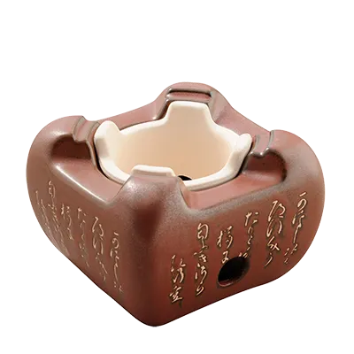 Korin KON-107 Tabletop Konro Grill, 5-1/2"L x 5-1/2"W x 4"H, Square, Clay, Red