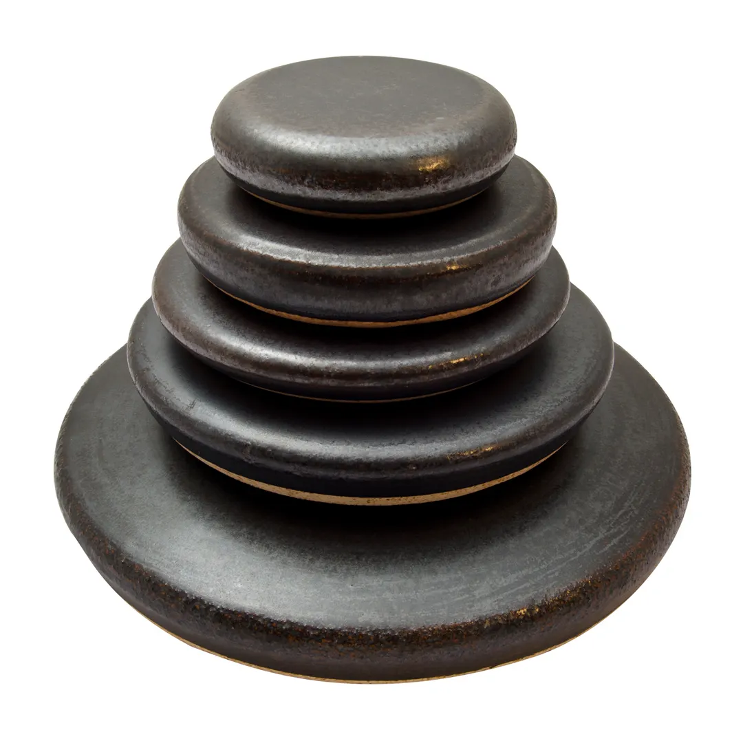 Korin KON-122-10-8 Grilling Stone, 4-1/4" dia. x 1"H, Round, Petalite & Cordierite, Ishiyaki