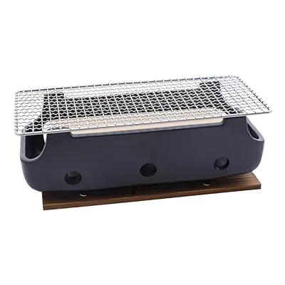 Korin KON-128-32 Konro Grill, 12-3/4"L x 6"W x 4-1/4"H, Insert, Base, Oven/Stove Safe, Black Ceramic