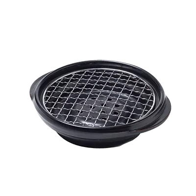 Korin KON-21428 Ishiyaki Japanese Grill, 7" dia. x 1-3/4"H, Round, Oven & Stove Top Safe, with Cooking Net