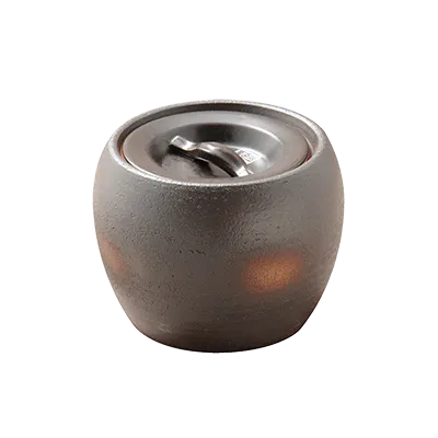 Korin KON-EX-102 Fire Extinguishing Pot, 6-3/4" x 5-1/4"H, Round, Ceramic, Bizen Finish, Lid Included