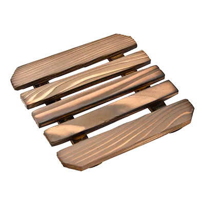 Korin NR-360-15 Square Base, 6"L x 6"W x 1/2"H, Wood Finish, For Konro Tabletop Grill Stove