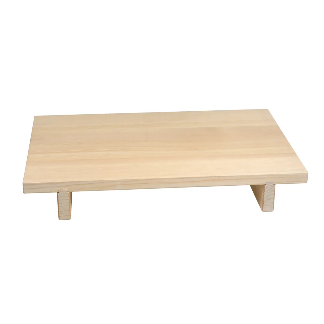 Korin NR-578 Geta Sushi Serveware, Rectangular Wooden Tray 16-1/2"x11-3/4"x2-1/4", Two-Footed Design