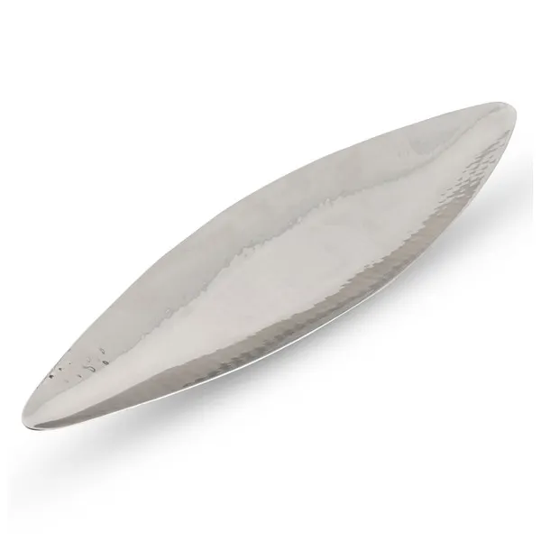 Korin TK-158-02 Oval Hammered Stainless Steel Boat Plate, 15.75" Diameter, China Dinnerware
