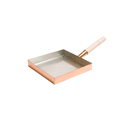 Korin TK-301-01-21 Copper Omelet Pan, 8-1/4"L x 8-1/4"W x 1-1/2"H, Square, Stove Safe, With Handle