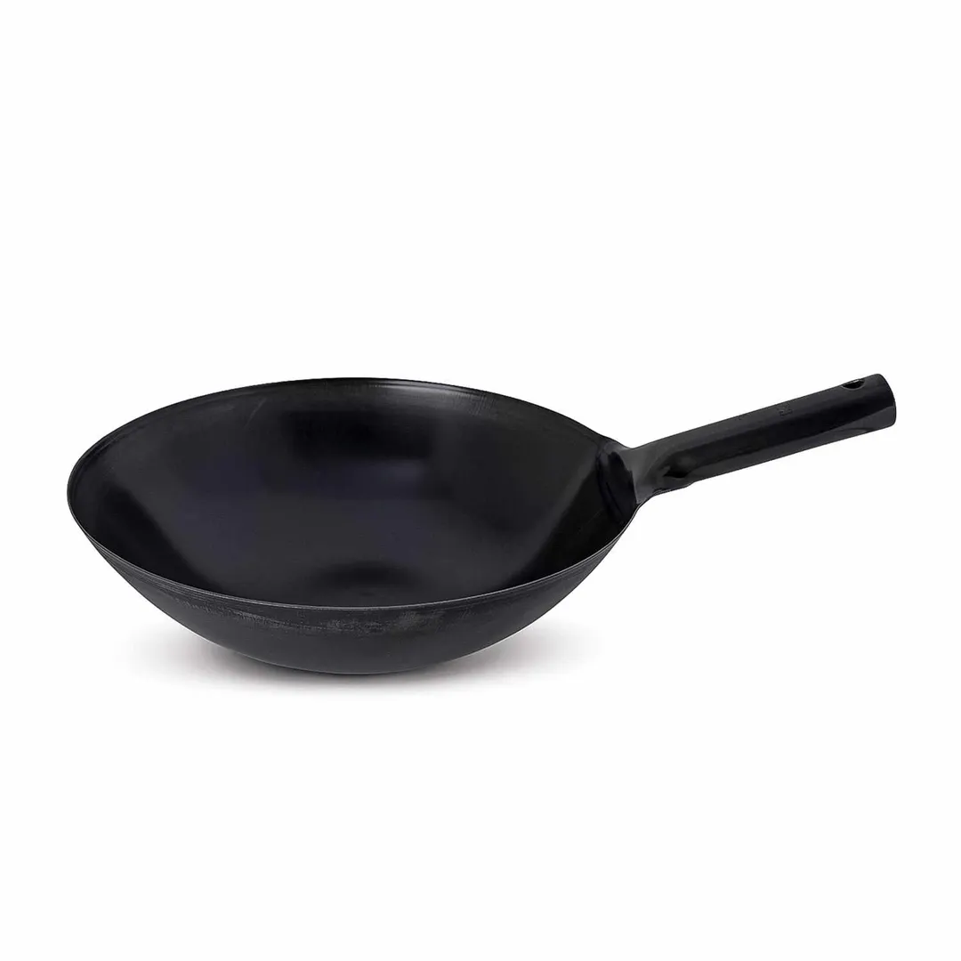 Korin TK-301-07-33 Cast Iron Wok Pan, 13" Dia x 3.9" H, Iron Peking Style, No Enamel, Made in Japan