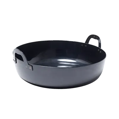 Korin TK-303-01-51 Tempura Pot, 20" dia. x 5"H, Double Handle, Iron, Black