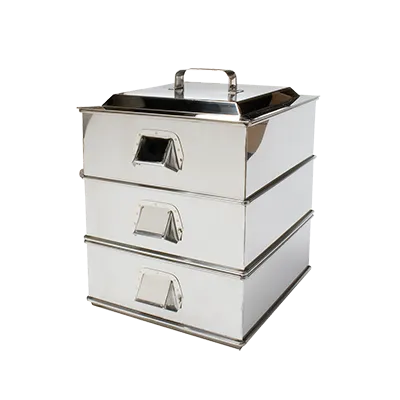 Korin TK-304-01-33 3-Tier Steamer Boiler Set, 13"L x 13"W, Stainless Steel, Oven/Stove Safe