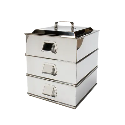 Korin TK-304-01-39 3-Tier Steamer Basket & Boiler Set, 15-7/20" L x 15-7/20" W, 18/8 Steel, Oven-Safe