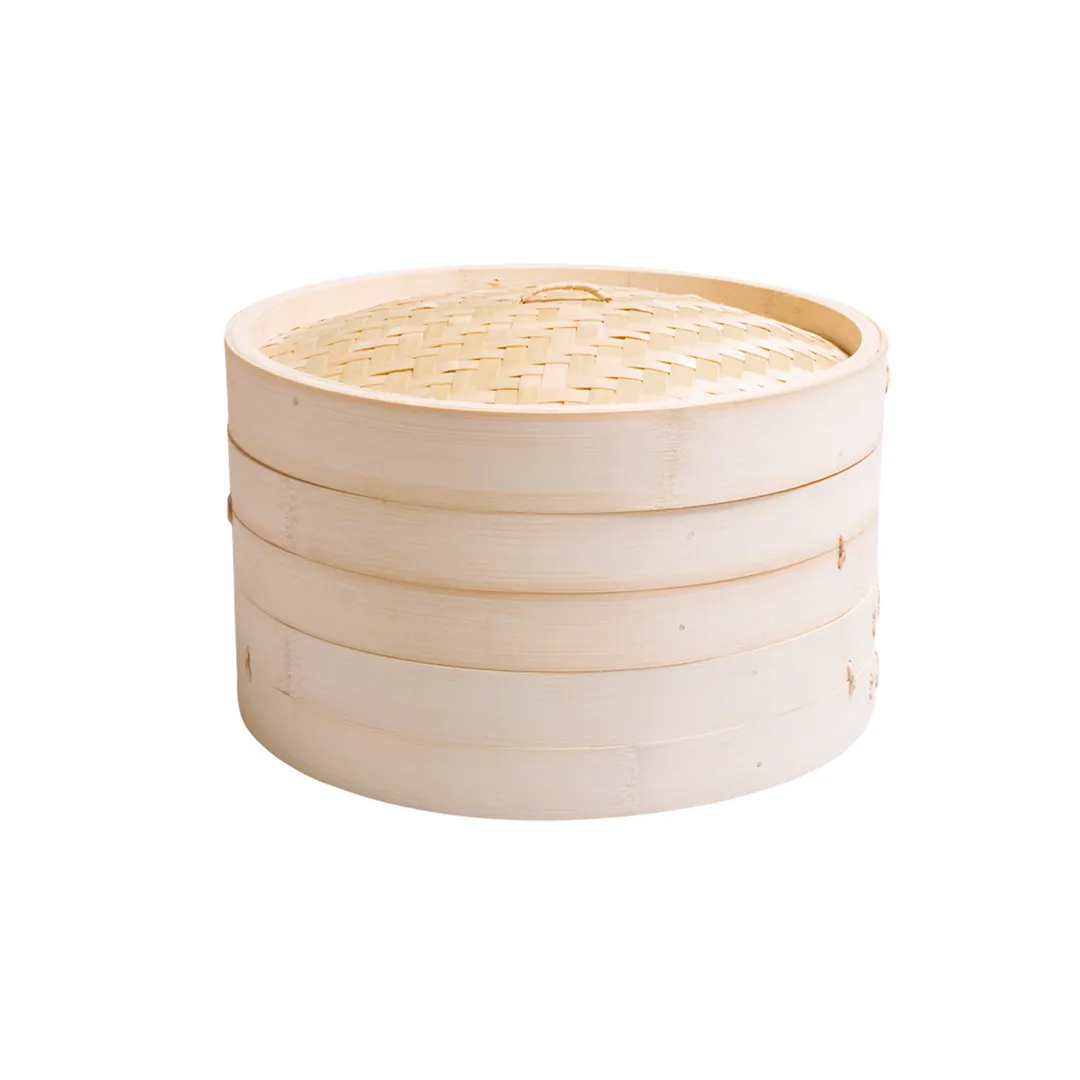 Korin TK-304-04-20 Bamboo Steamer Basket, 8" dia. x 5-1/2"H, Round, With Lid